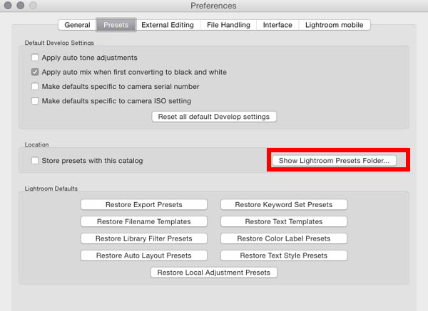 Cómo instalar Presets para Lightroom en Mac Passo 3