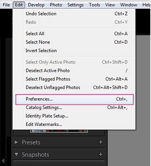 Cómo instalar Presets para Lightroom en Windows Passo 1